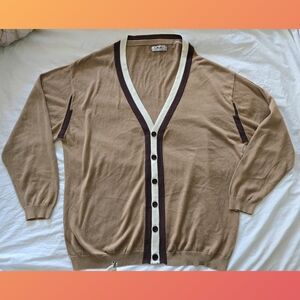Lavane New York Colorblock Neutral Beige Cotton Blend Cardigan Size 3XL